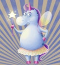 Poster with ÃÂute unicorn fairy with magic wand
